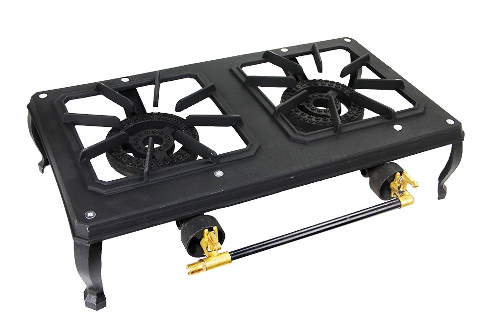 Bromic Cast Iron Duel Burner LPG Cooker BBQ with Hose & Regulator