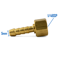 1/4 BSP Regulator Brass Barb Fitting for 5mm Hose