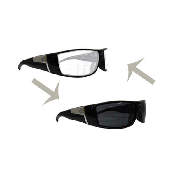 Photochromatic Safety Glasses Jet Black Clear to Smoke Lens