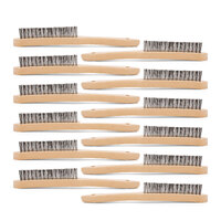 V Shaped Scratch Brush - Carbon Steel - Wooden Handle 3 Row - 12 Pack