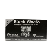 4 x Black Shield Gloves Heavy Duty Nitrile Unpowdered - Large - Box of 100 Gloves