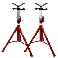 2 x Heavy Duty Welding Pipe Stand Fixed Legs Adjustable Height - 1135kg