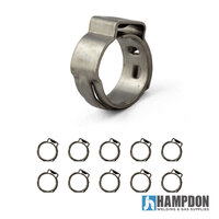 Oetiker style Stainless Single Ear Clamps - Stepless - 7.8mm-9.5mm - 10 Pack