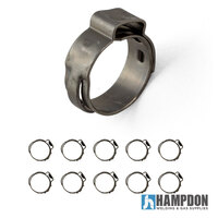 Oetiker style Stainless Single Ear Clamps - Stepless - 10.1 - 11.8mm - 10 Pack