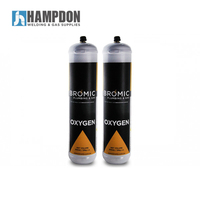 2 x Bromic 1 litre Disposable Oxygen Gas Bottle - 12mm Thread - 400300 - Made in Italy
