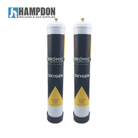 2 x Bromic 1.56 litre Disposable Oxygen Gas Bottle - 12mm Thread 400300 - Made in Italy