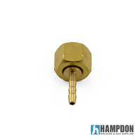 5/8 UNF Regulator Brass Barb Fitting for 4mm Hose - Nut and Barb