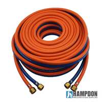 15m Harris Oxy / LPG 6mm Twin Hose with Fittings & Inspection Tag