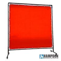 1.8 x 1.8m Red Welding Curtain / Screen and Frame Combo