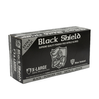 4 x Black Shield Gloves Heavy Duty Nitrile Unpowdered - XL - Box of 100 Gloves