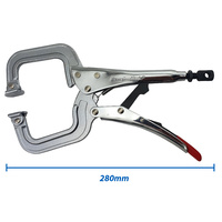 Strong Hand Locking C-Clamp Pliers 280mm Long with Swivel Pad Ends