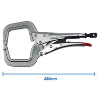 2 x Strong Hand Locking C-Clamp Pliers 280mm Long with Round Ends