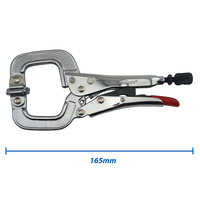 2 x Strong Hand Locking C-Clamp Pliers 165mm Long with Swivel Pad Ends
