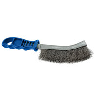 10 x Stainless Steel Wire Brush - Blue Plastic Handle Single Row S/S
