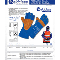 Promax Blue Left Hand Welding Gloves - 6 Pairs - 40cm