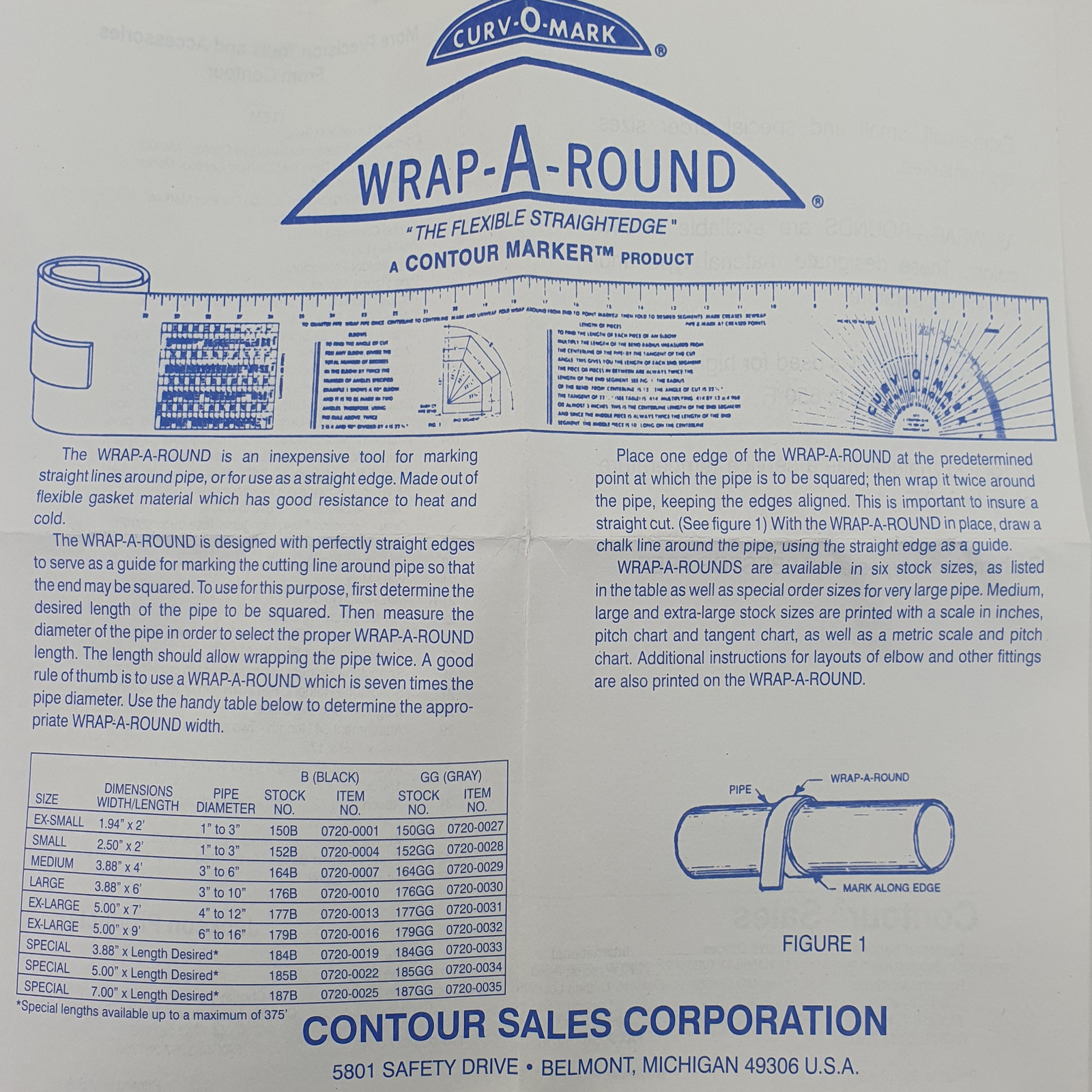 Curv-O-Mark Contour Pipe Wrap A Round Pipe 0720-0013 – Fits Up To 560mm/22in Pipe