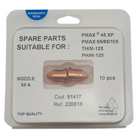 Plasma Cutter 65A Tip to Suit Hypertherm Powermax 45XP/65/85/105 - 10 Pack