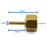 5/8 UNF Regulator Brass Barb Fitting for 4mm Hose - Nut and Barb