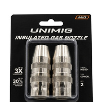 UNIMIG Arc Torchology Gas Nozzle with Insulator Conical to suit M350 - U11055 (2 Pack)