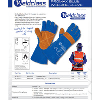 Promax Blue Mig Welding Gloves - 1 Pair - 40cm Long