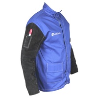 5 x 2XL Weldclass Welding Jackets - BLUE FR with Leather Sleeves