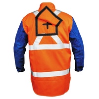 Medium PROMAX HV2 Welding Jacket - Hi-Vis w/ Leather Sleeves + Harness Flap
