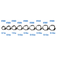 Oetiker style Stainless Single Ear Clamps - Stepless - 10.8-13.3mm - 10 Each