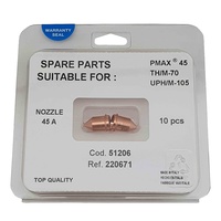 Plasma Cutter 45A Tip / Nozzle to Suit Hypertherm Powermax 45 - 10 Pack