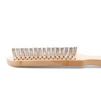 V Shaped Scratch Brush - Stainless Steel - Wooden Handle 3 Row - 12 Pack