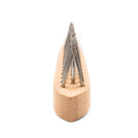 V Shaped Scratch Brush - Stainless Steel - Wooden Handle 3 Row - 12 Pack