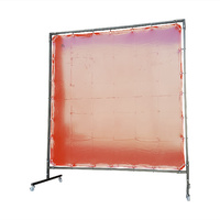 Red Welding Curtain 1.8m x 3.4 Heavy duty on wheels Screen and frame Combo