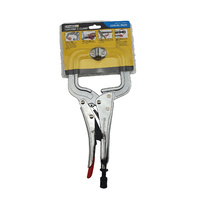Strong Hand Locking C-Clamp Pliers 280mm Long with Swivel Pad Ends