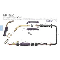 Parweld MB25 MIG Gun Torch 230 Amp 5 Meter - Binzel - Euro