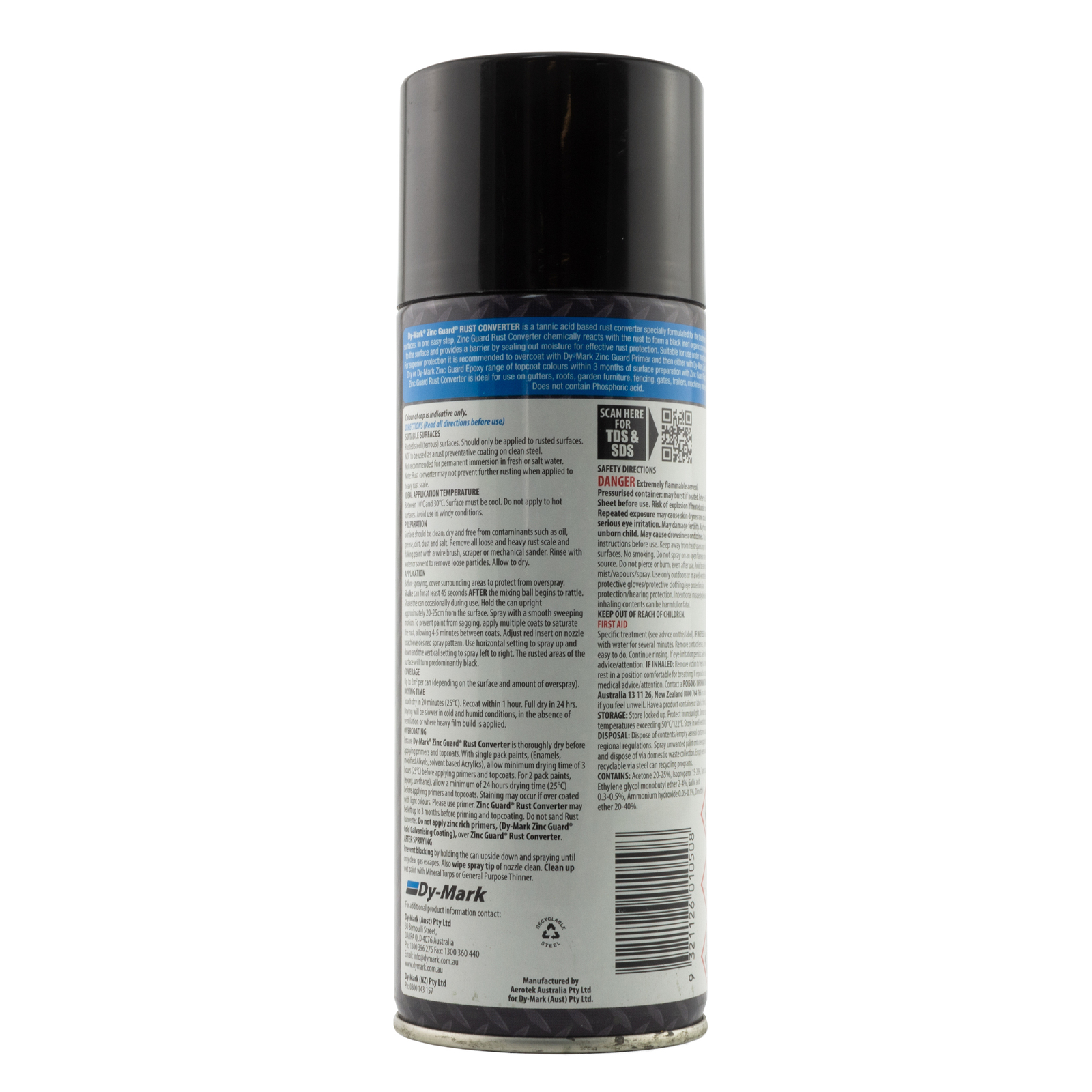 6 x Dy Mark Zinc Guard Rust Converter Primer and Sealer Matt Black 230733501