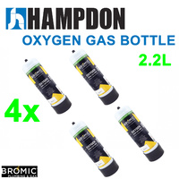 4 x Bromic 2.2 litre Disposable Oxygen Gas Bottle - 12mm Thread