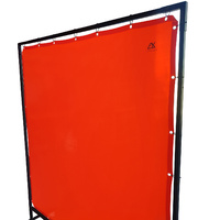 1.8 x 1.8m Red Welding Curtain / Screen and Frame Combo