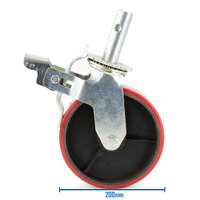 200mm (8"x2") PVC Coated Castors for 2 Ton Pipe Stand 900 lbs (410kg) Load Rating - 4 Each 