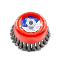 Twist Knot Cup Brush 120mm M14x2 - Mild Steel - Suits 7" and 9" Grinder - 3 Each