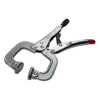 2 x Strong Hand Locking C-Clamp Pliers 165mm Long with Swivel Pad Ends