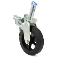200mm (8"x2") Rubber Coated Castors for 2 Ton Pipe Stand 900 lbs (410kg) Load Rating - 1 Each 