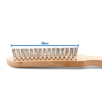 V Shaped Scratch Brush - Stainless Steel - Wooden Handle 3 Row - 12 Pack
