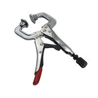 2 x Strong Hand Locking C-Clamp Pliers 165mm Long with Swivel Pad Ends