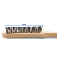 V Shaped Scratch Brush - Carbon Steel - Wooden Handle 3 Row - 2 Each
