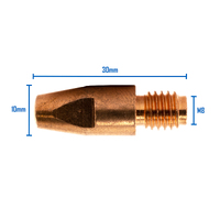 Binzel Style MIG Contact Tips for 1.0mm Wire - 10 each - M6 x 8mm x 1.2mm