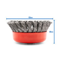 Twist Knot Cup Brush 120mm M14x2 - Mild Steel - Suits 7" and 9" Grinder - 3 Each