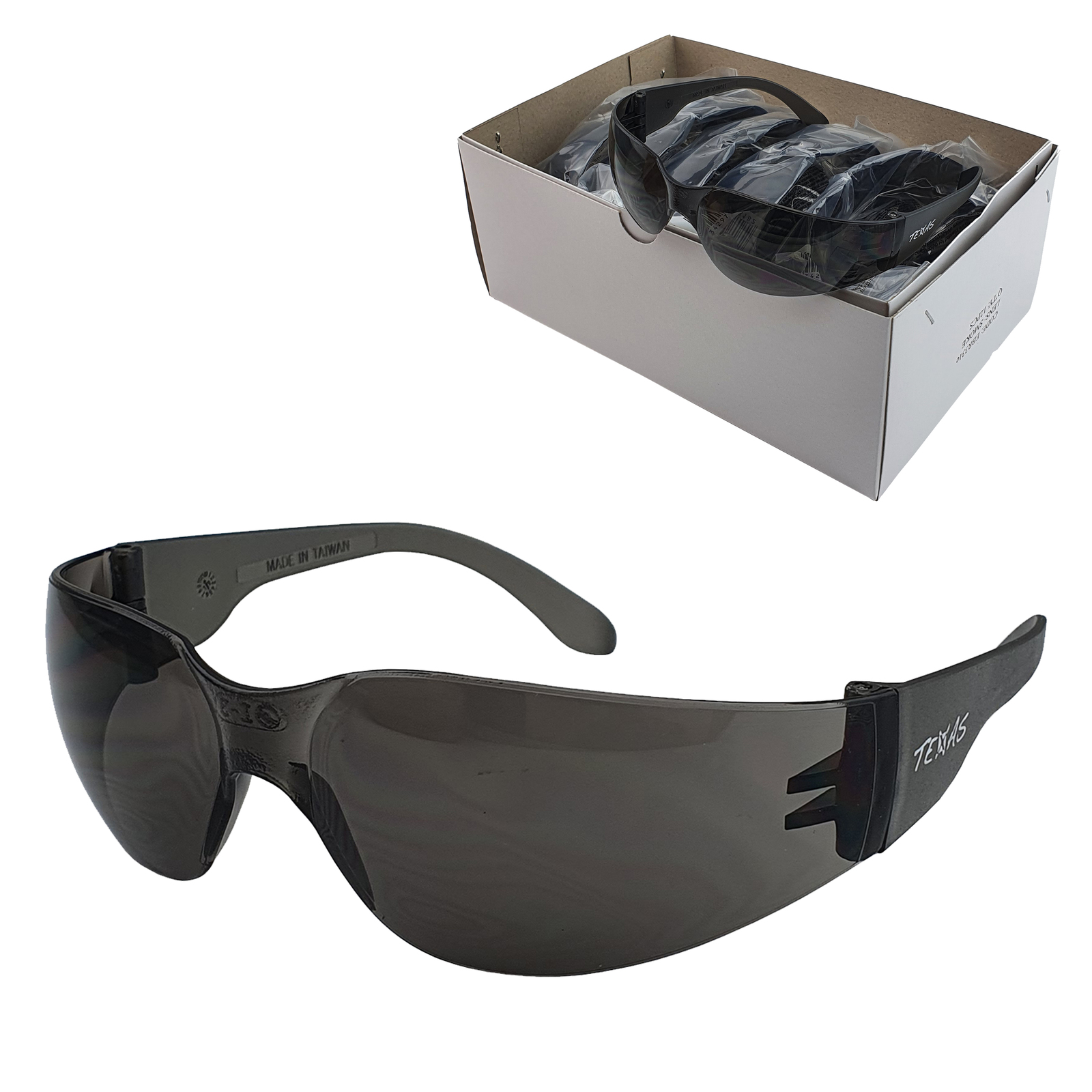 1 Pair Smoke Lens Industrial Safety Glasses - Texas