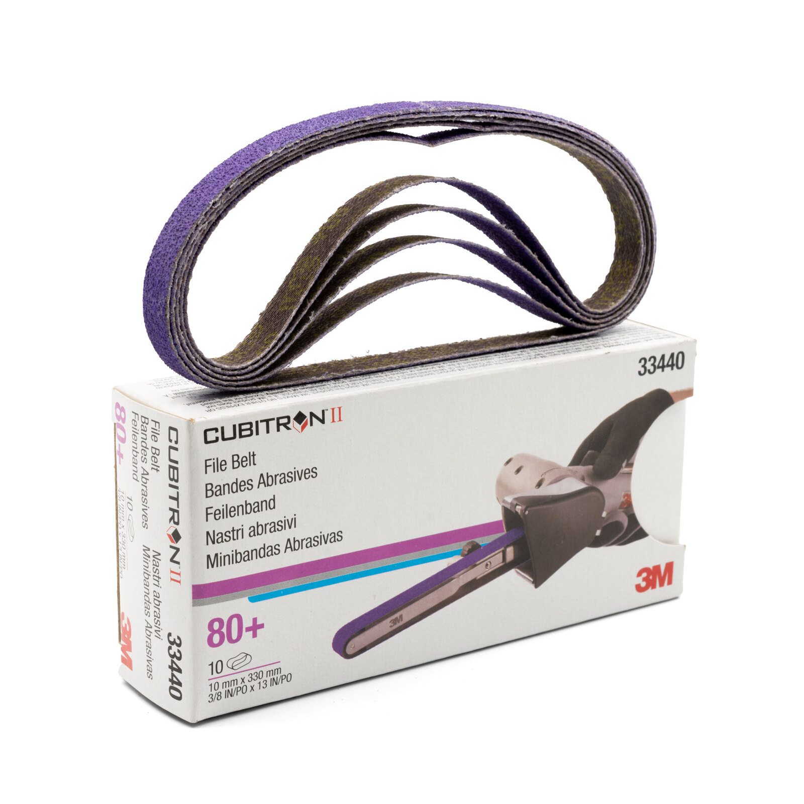 3M Cubitron 2 II 80 Grit File Belt 10mm X 330mm 33440 786F 10 Pack 3M Cubitron 2 II 80 Grit File Belt 10mm X 330mm 33440 786F 10 Pack