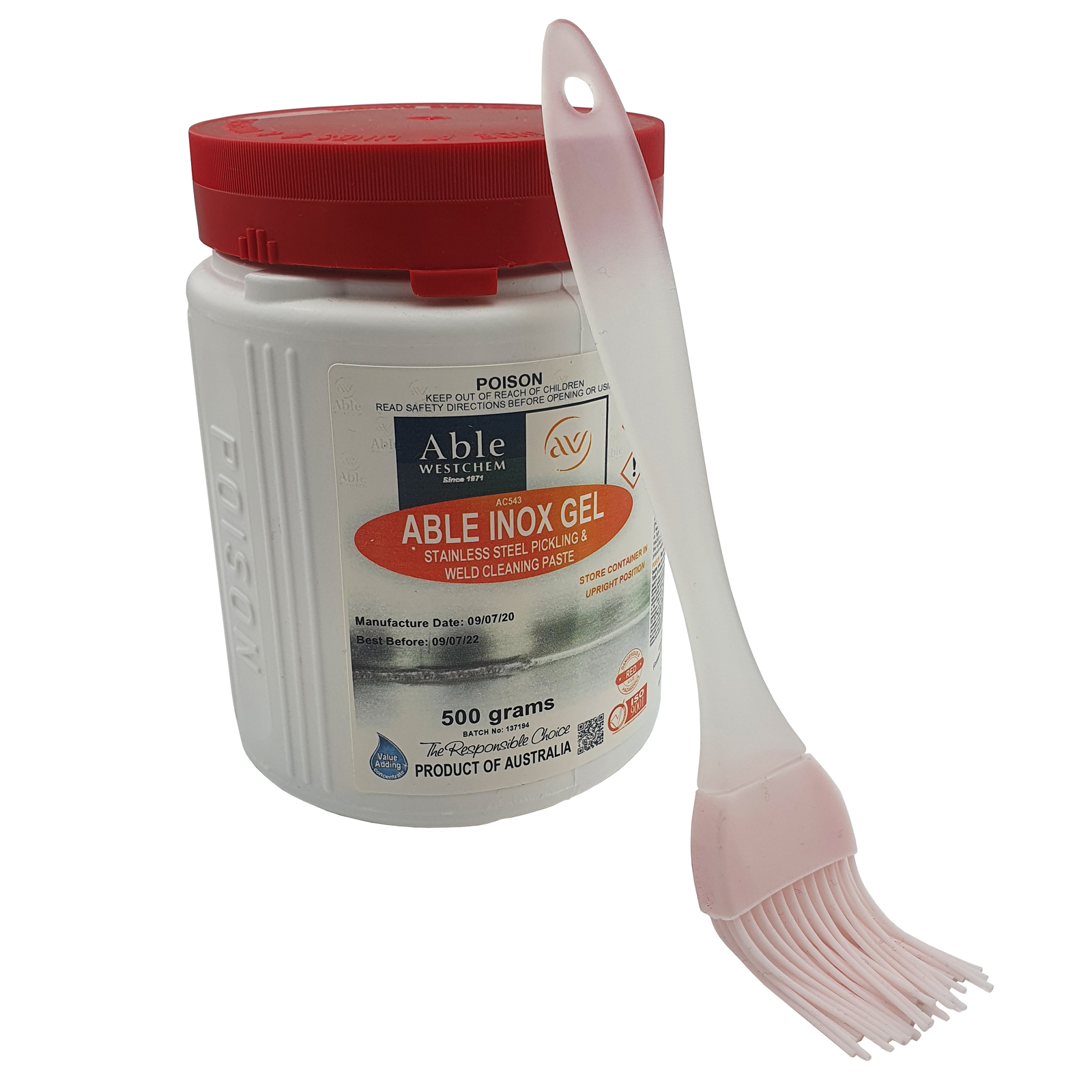 Able Inox Stainless Steel Cleaning Pickling Paste with Brush 500g
