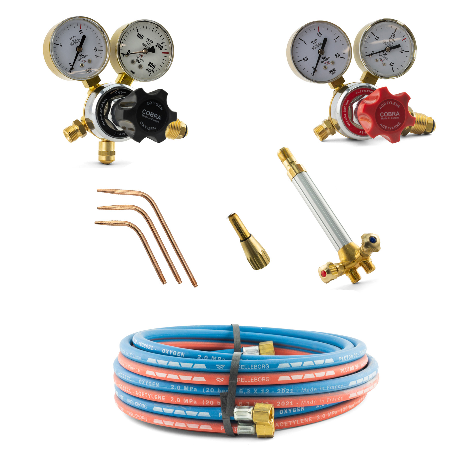 Oxygen and Acetylene Brazing Kit 5m Twin Hose Comet Acet OXY