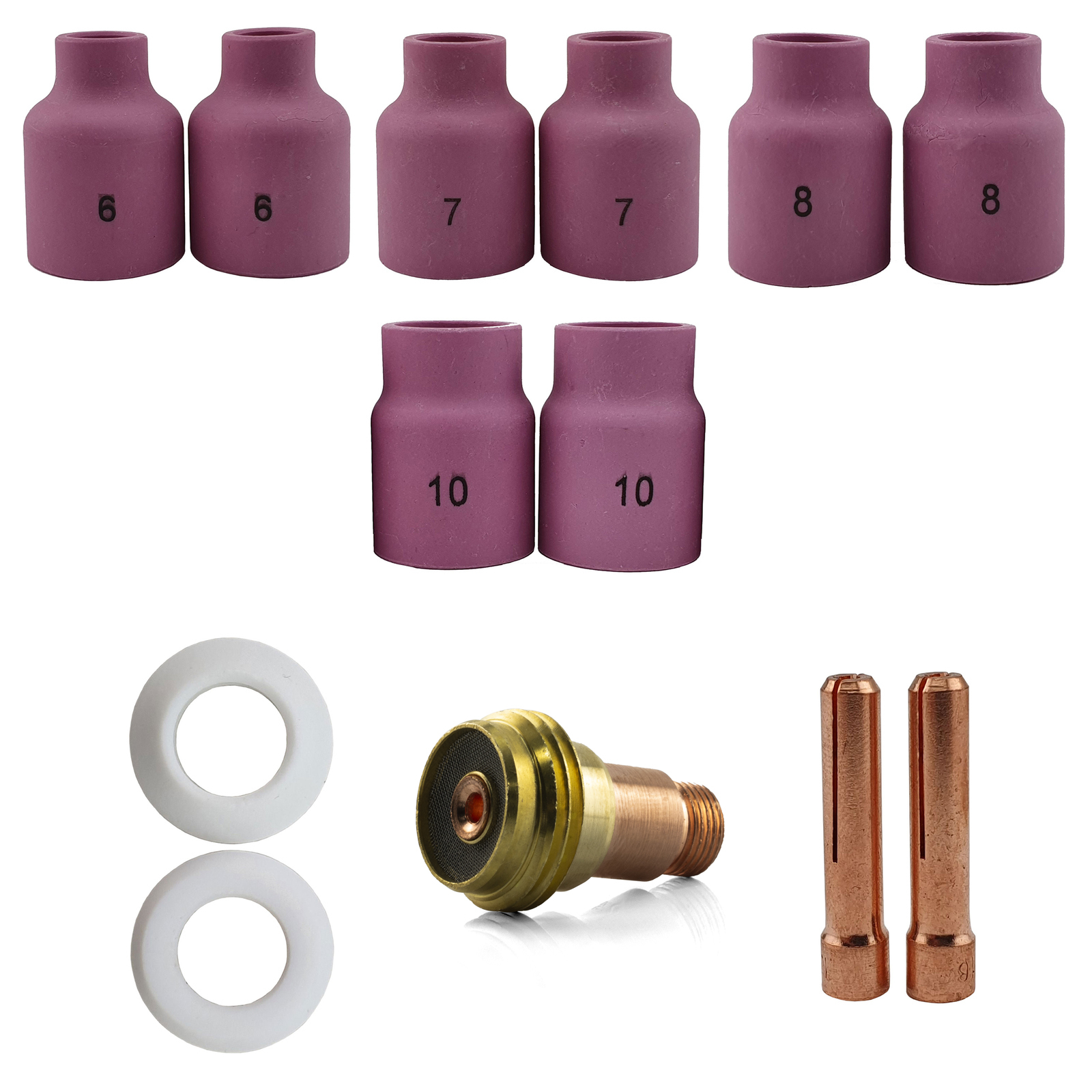 BIMUS 16pcs Welding Torch Stubby Gas Lens Kit Cup Collet Body Nozzle Fit for WP 17/18/26 Welding Machine Accessories 